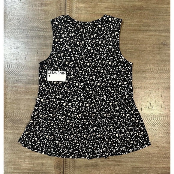 NWT Nine West Women's Sleeveless Babydoll Top Black With Floral Print Size S NEW - Picture 11 of 12